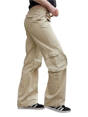 John Galt Beige Khaki Kim Cargo Pants Low Rise Wide Leg Utility Small